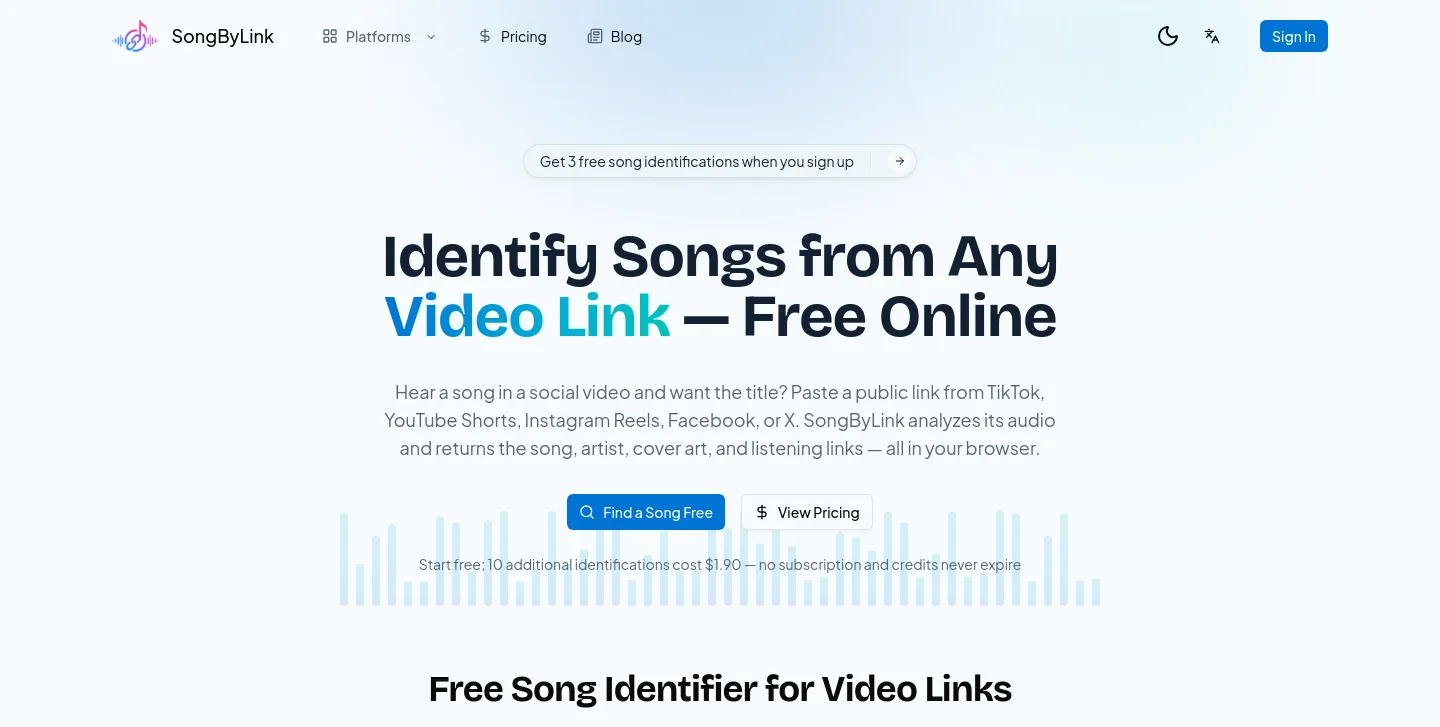 songbylink.com — a measured funnel