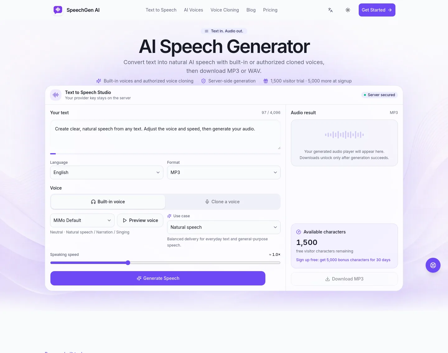 speechgenai.net — The Pricing Page