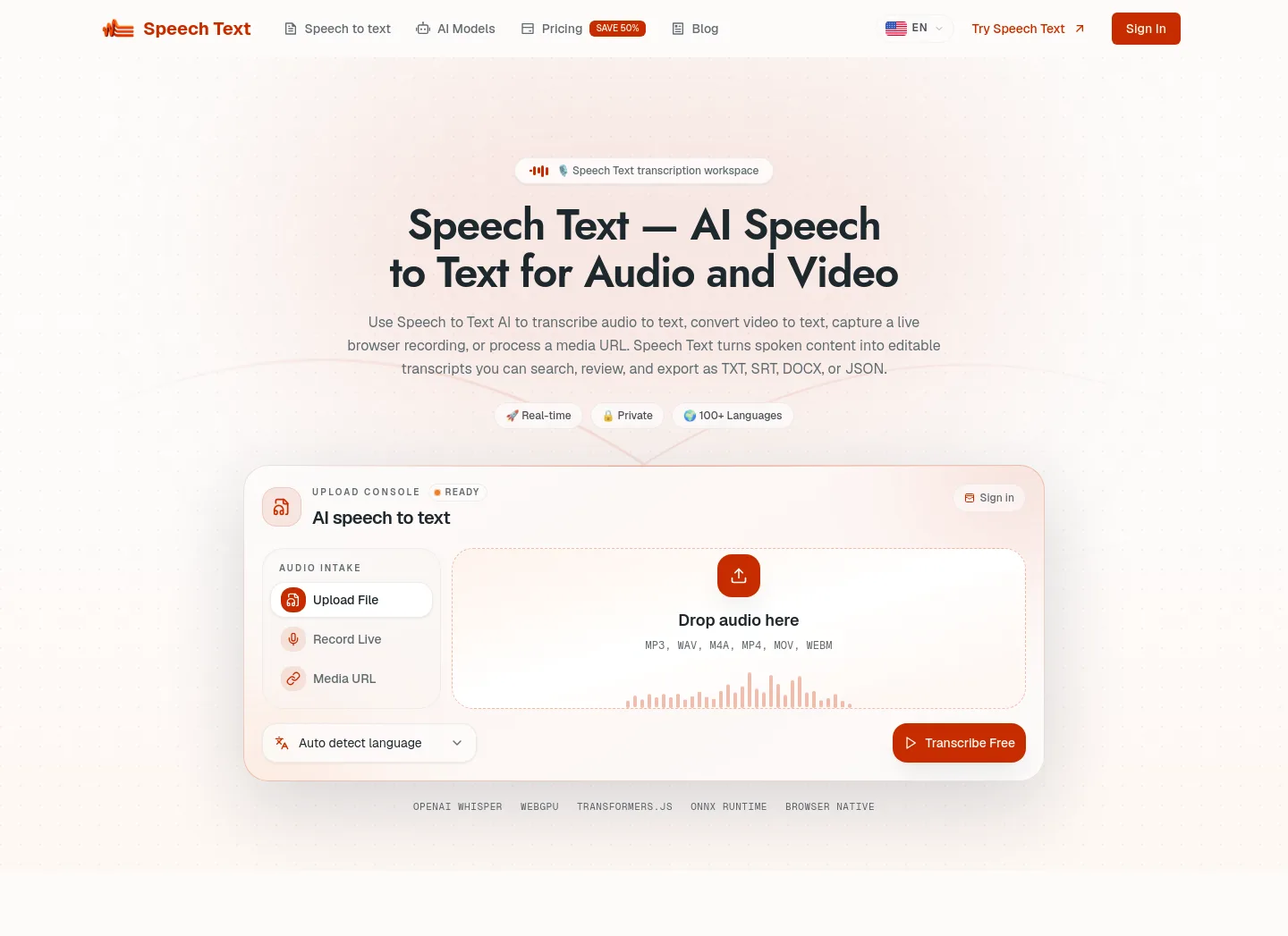 speechtext.co — The Pricing Page