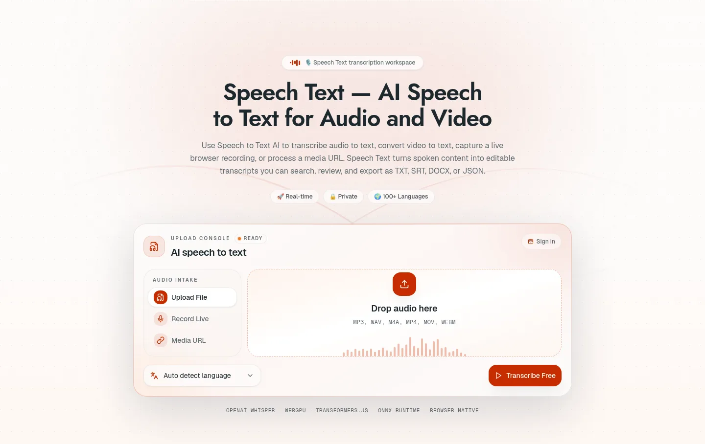 speechtext.co — Hero