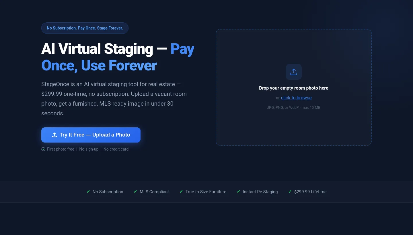 stageonce.com — a real Hero section