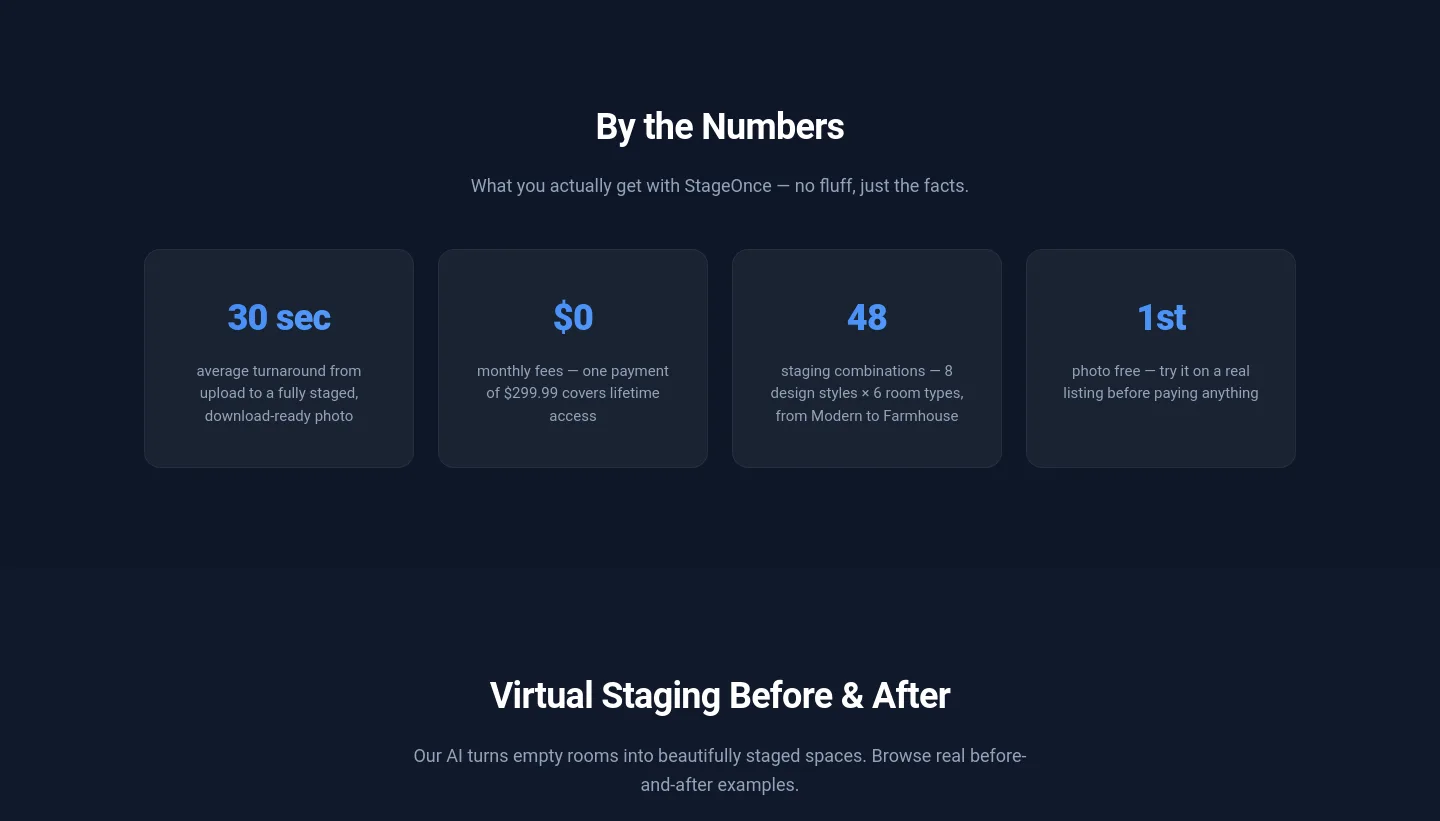 stageonce.com Pricing section