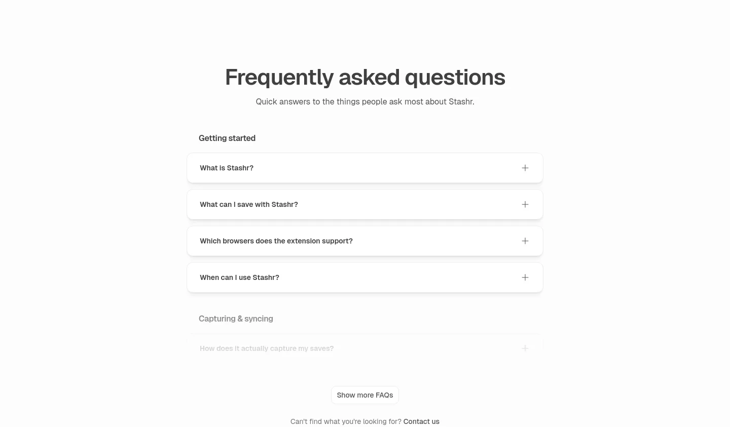 stashr.me — FAQ