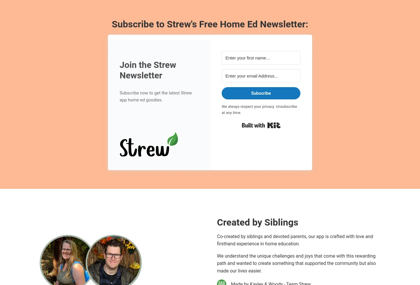 strew.app Email Capture section