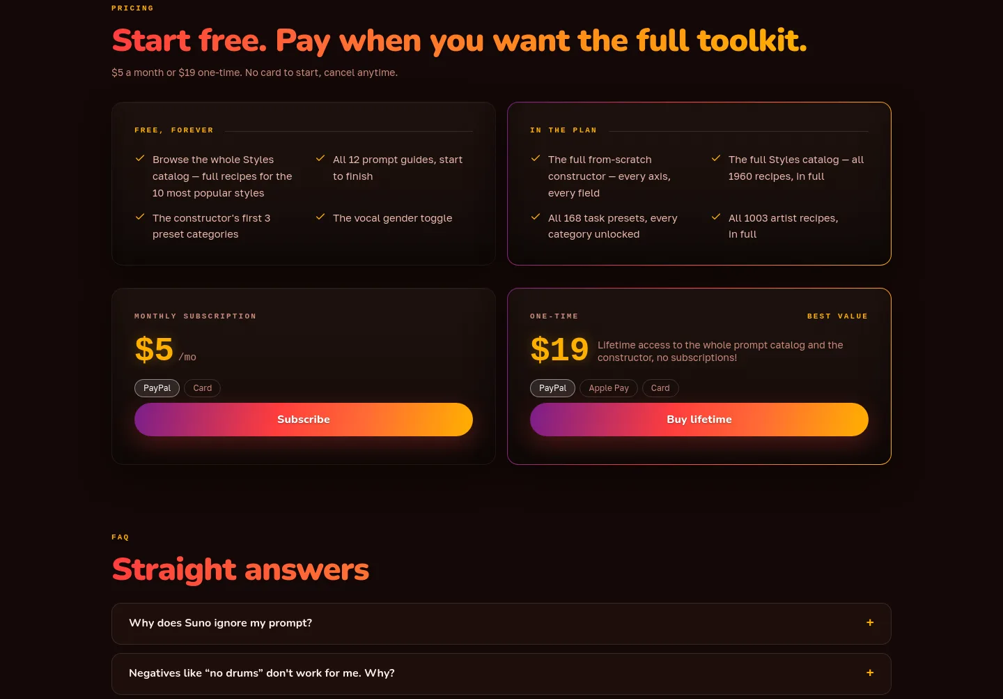 sunomarket.com — Pricing