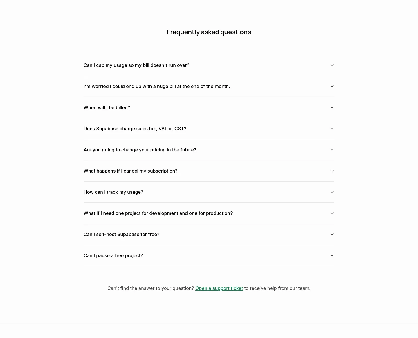 supabase.com — FAQ