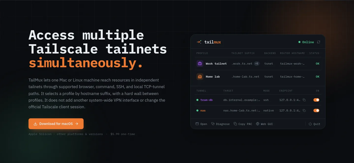tailmux.app — Hero