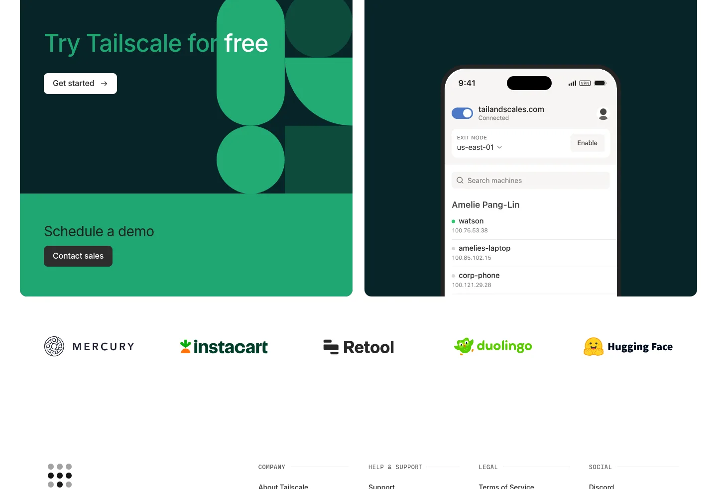 tailscale.com CTA section