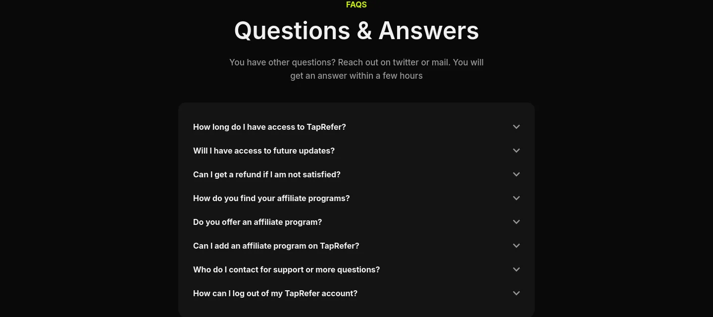 taprefer.com FAQ section