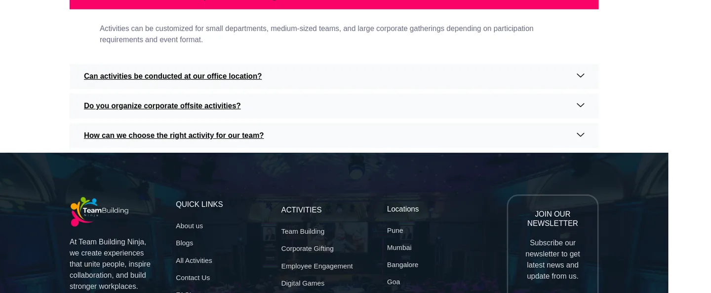 teambuildingninja.com — FAQ