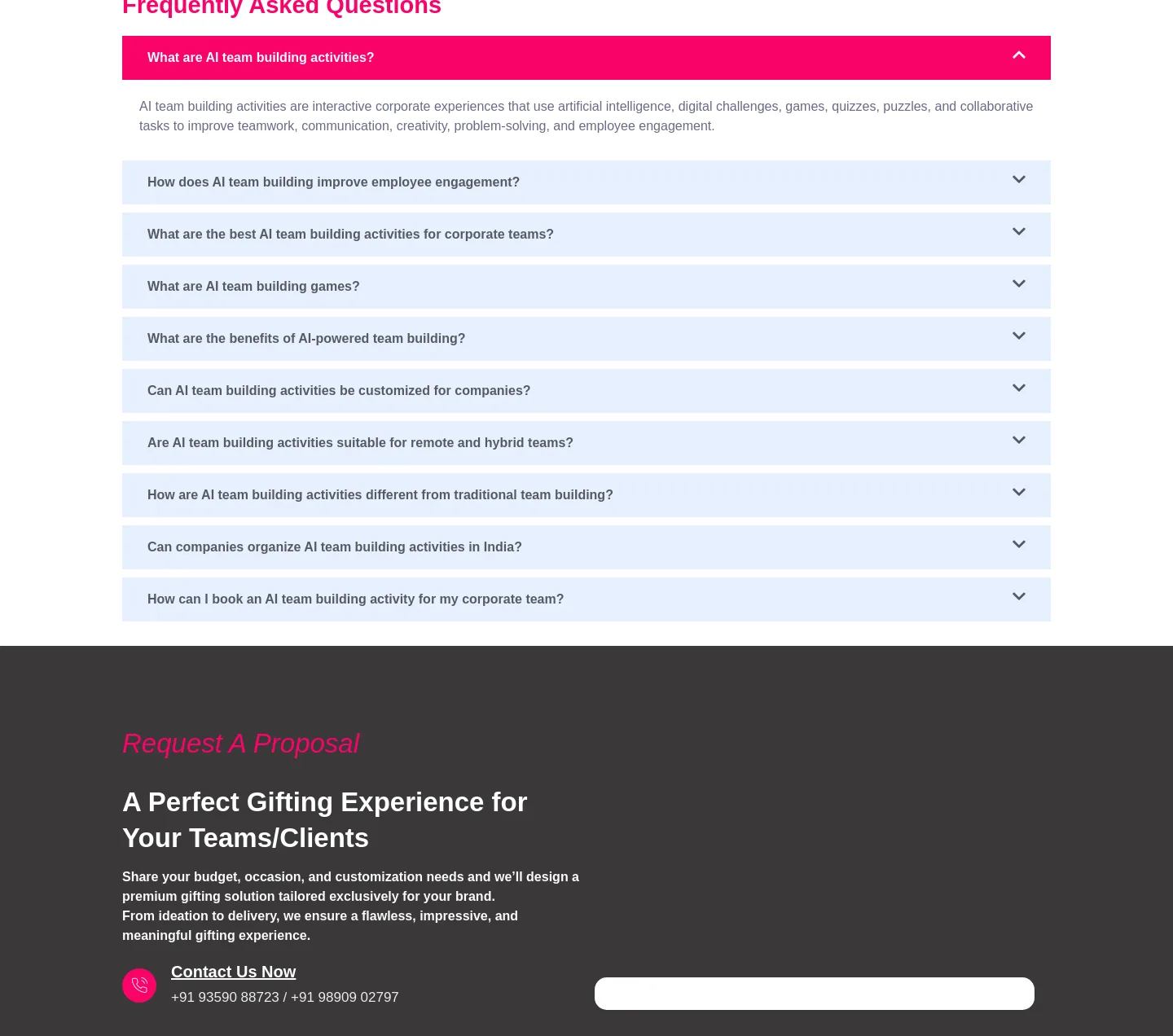 teambuildingninja.com FAQ section