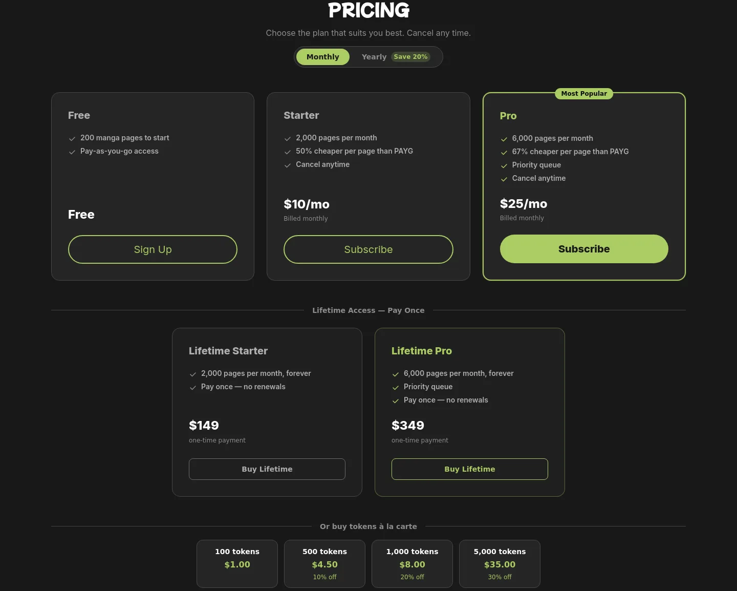 tenjin.art — Pricing