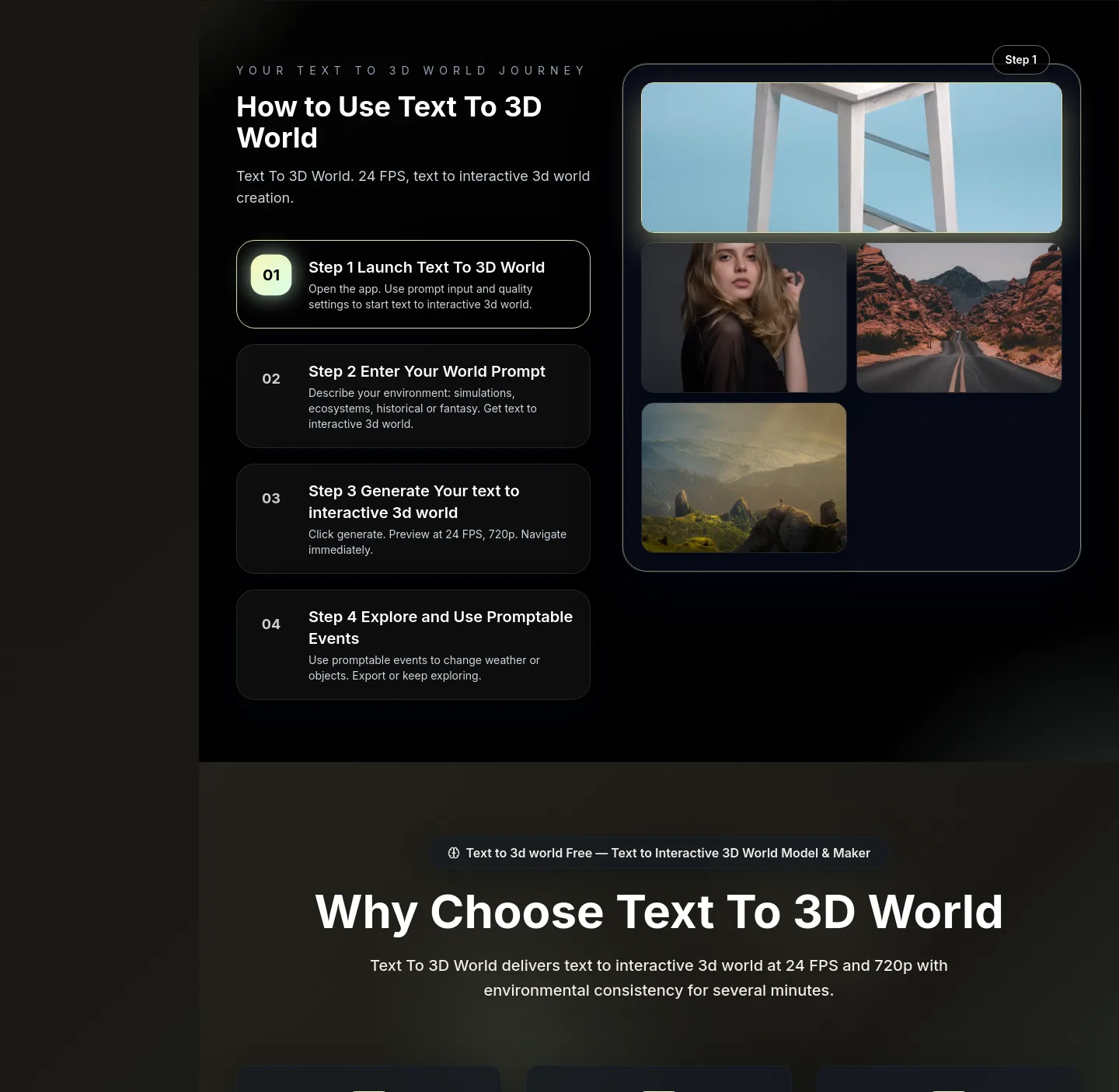 textto3dworld.org — Features