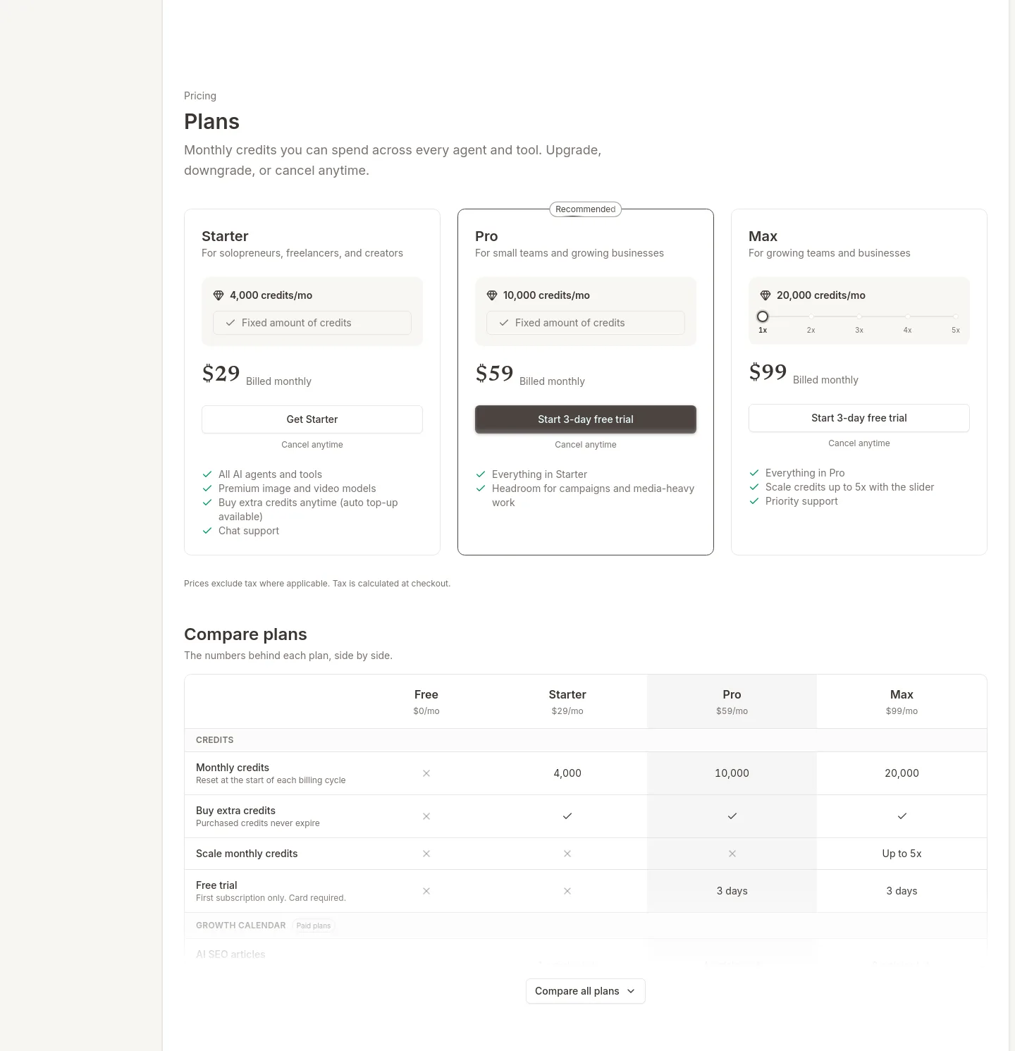 timothe.ai Pricing section