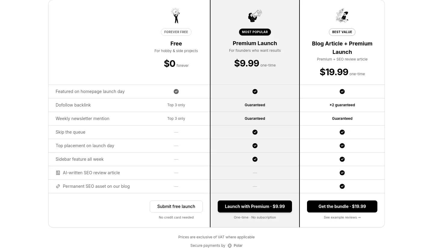 tinylaunchpad.com — Pricing