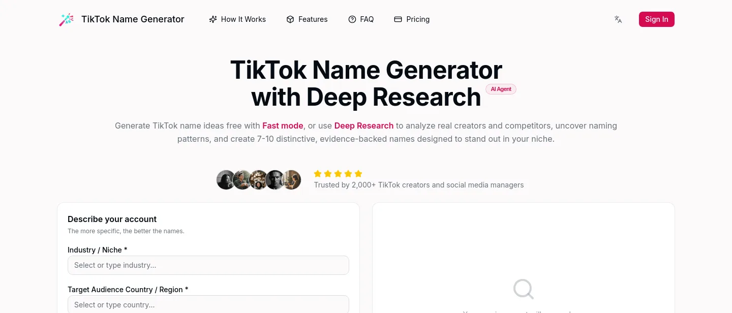 tknamegenerator.com — Hero