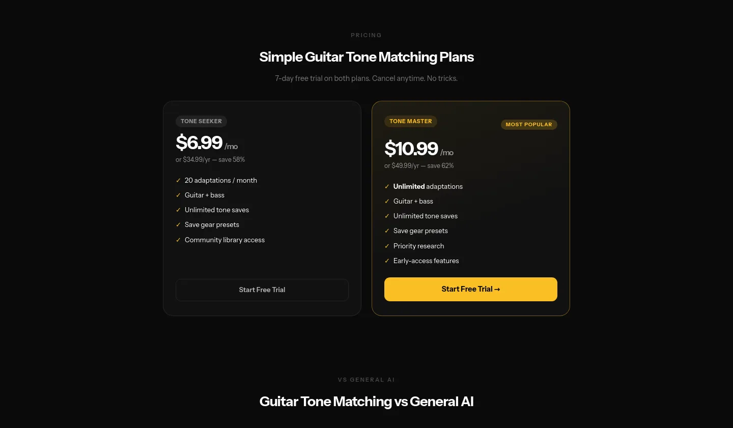 tonesmatch.com — Pricing