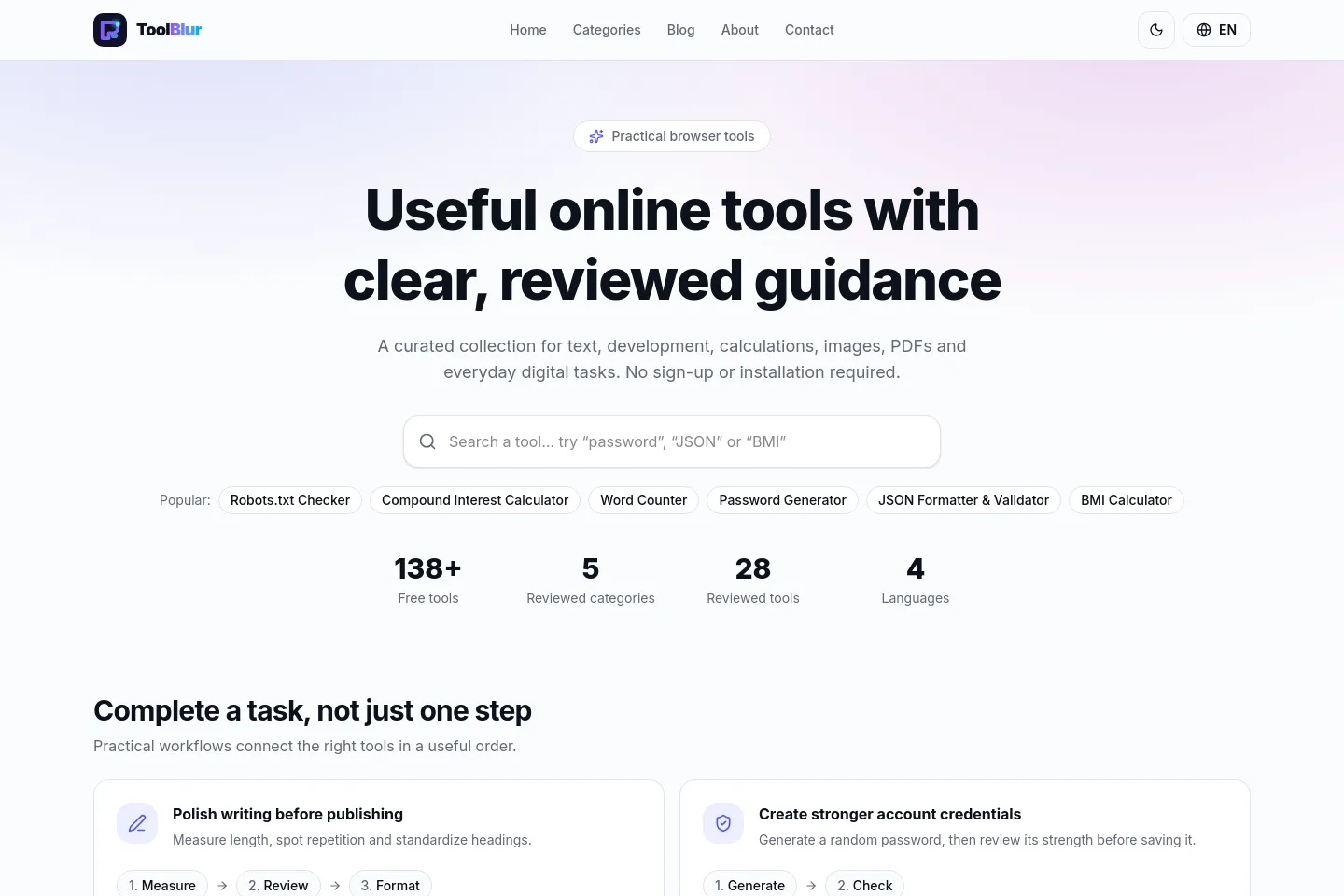 toolblur.com — a measured funnel