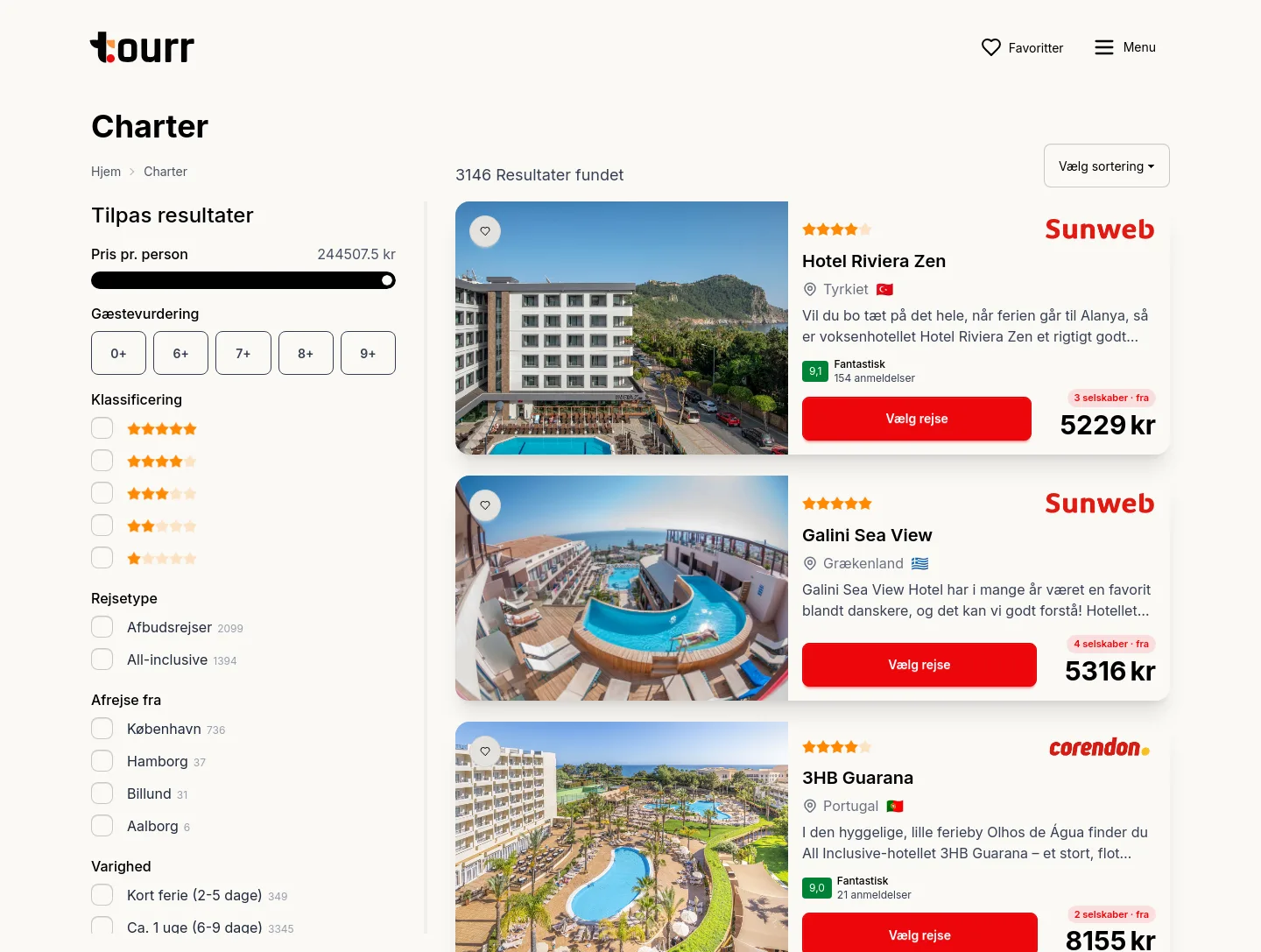 tourr.dk — a measured funnel