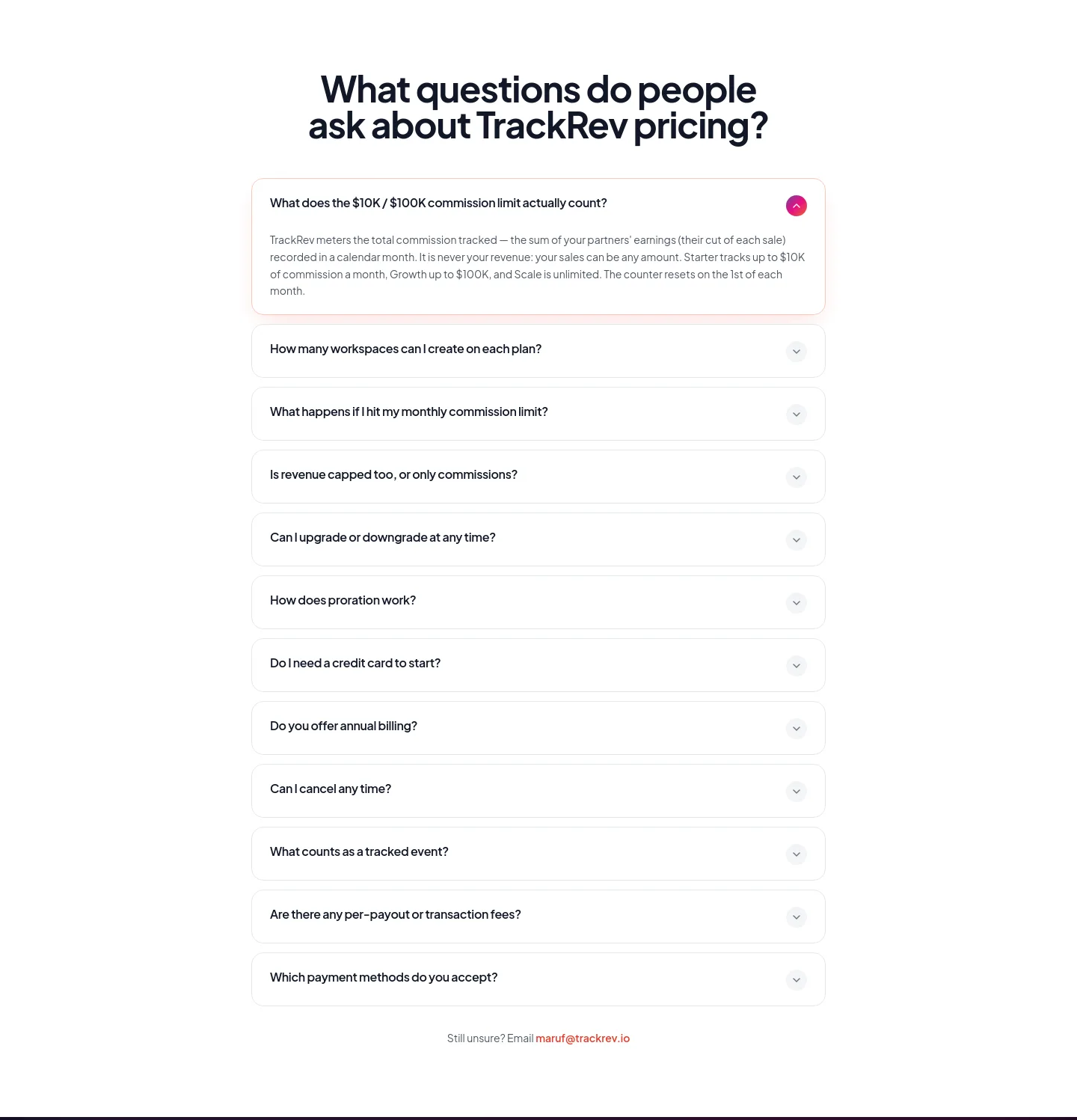 trackrev.io — FAQ