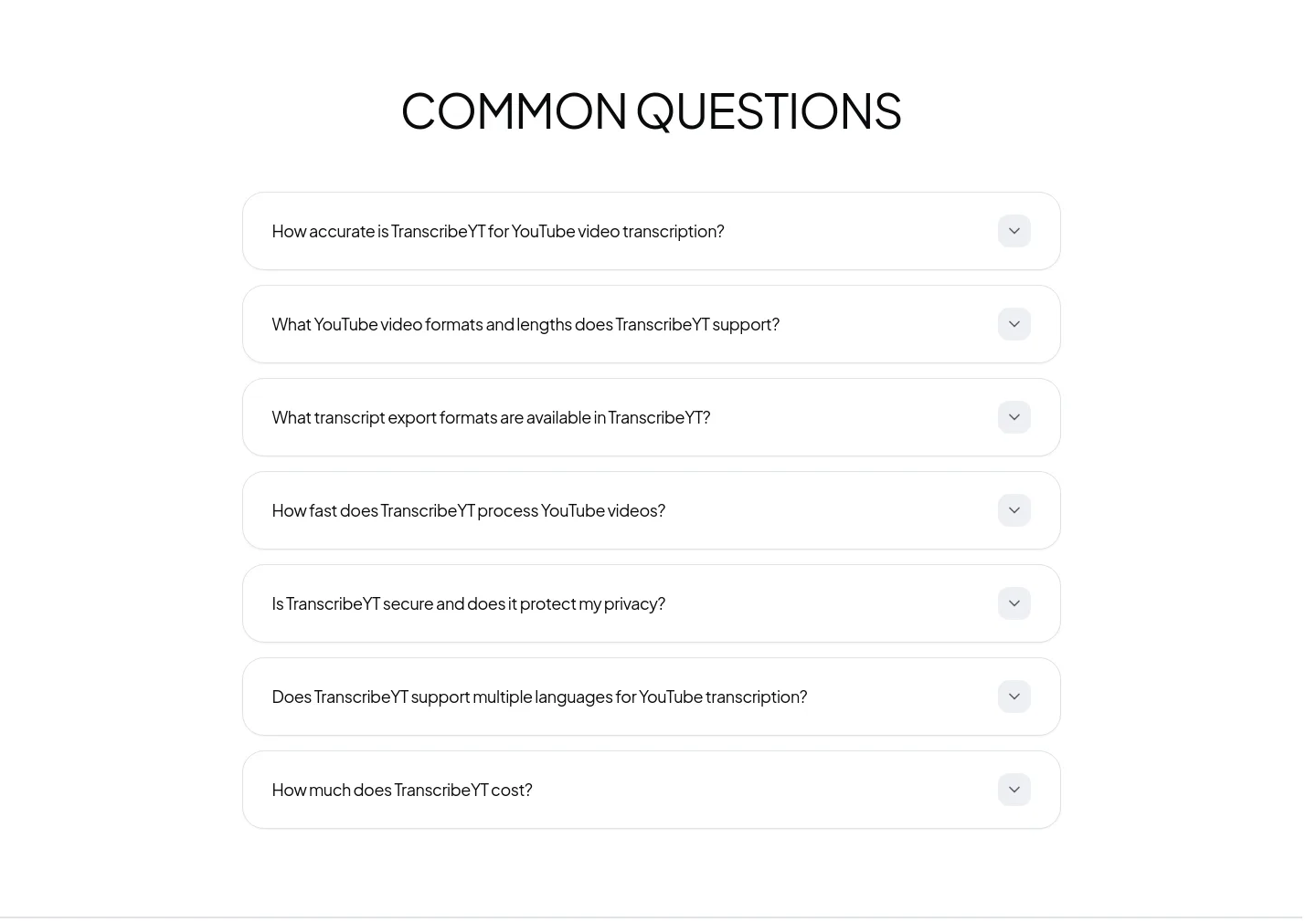 transcribeyt.com — FAQ