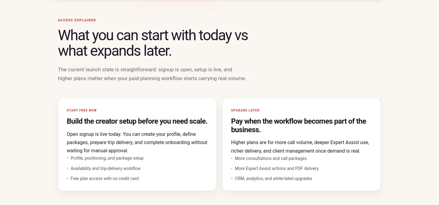 tripixo.ai — a real Comparison section