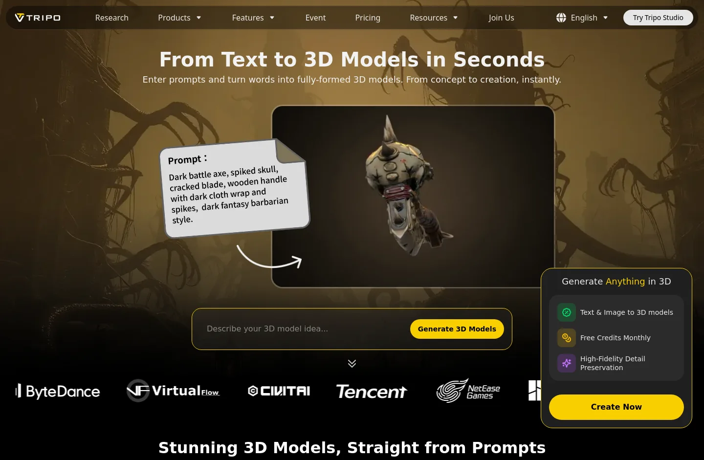 tripo3d.ai — Hero