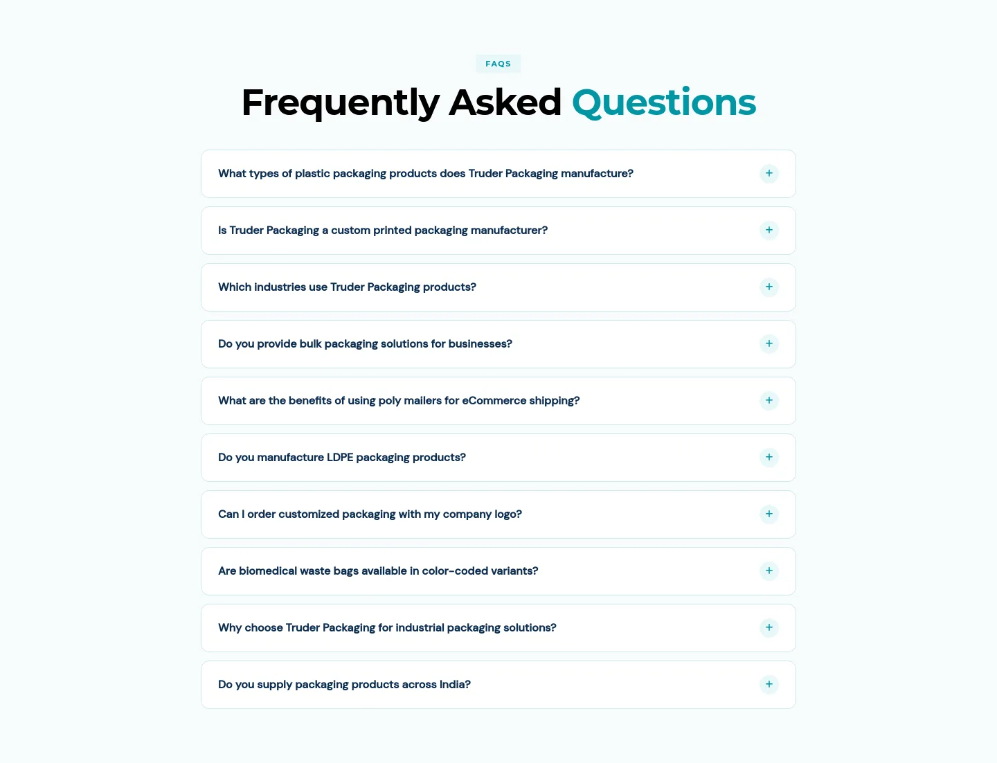 truderpackaging.com — FAQ