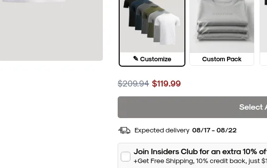 Price anchor element from trueclassictees.com