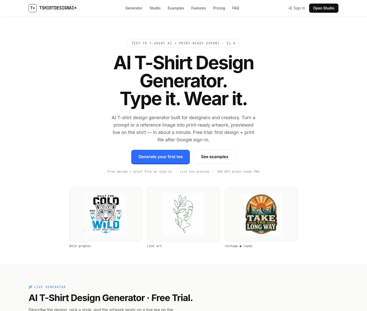 tshirtdesignai.com — The Pricing Page