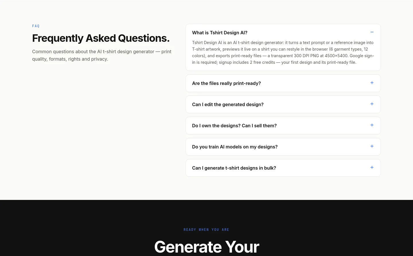 tshirtdesignai.com — FAQ