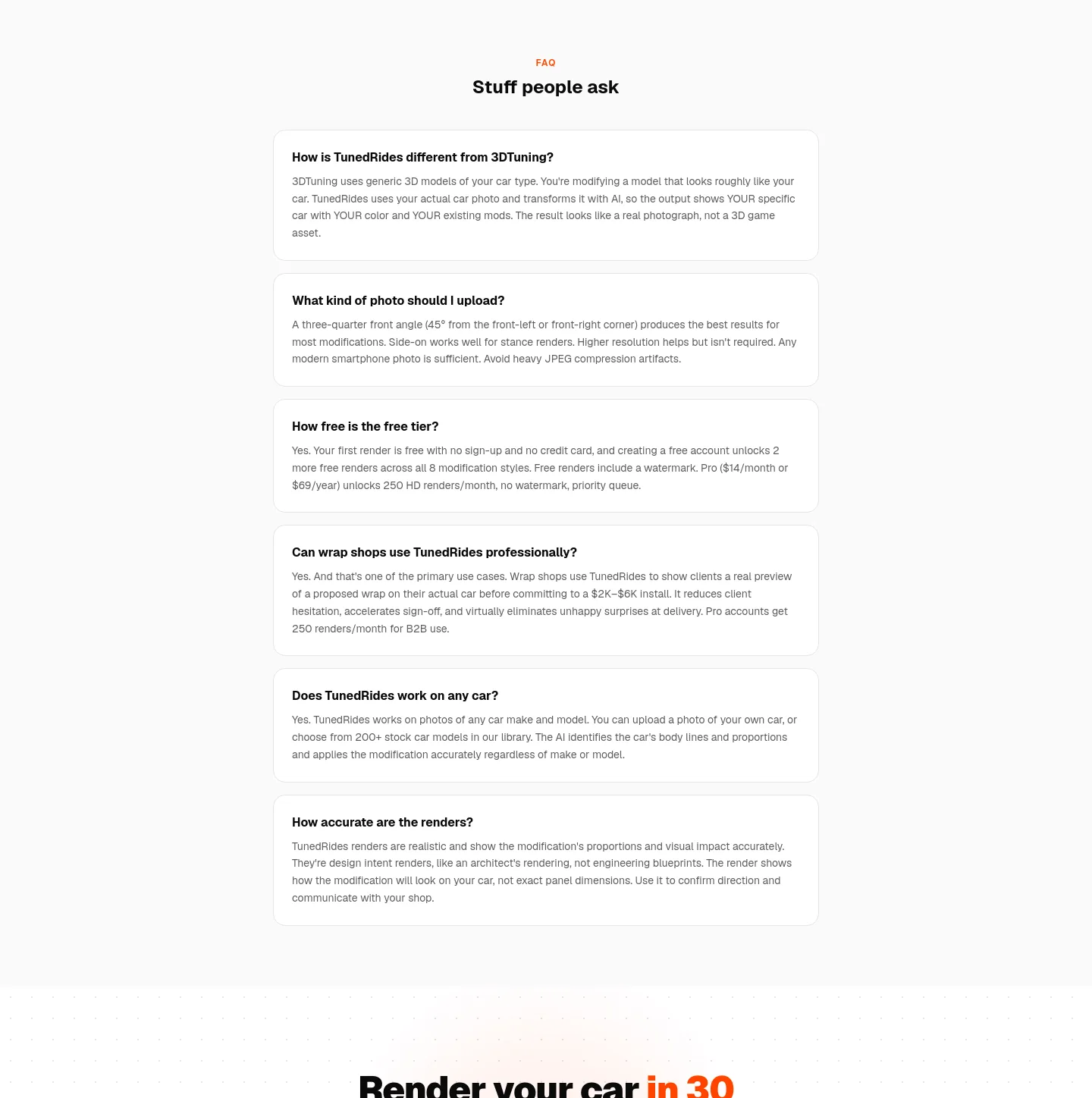 tunedrides.com — FAQ