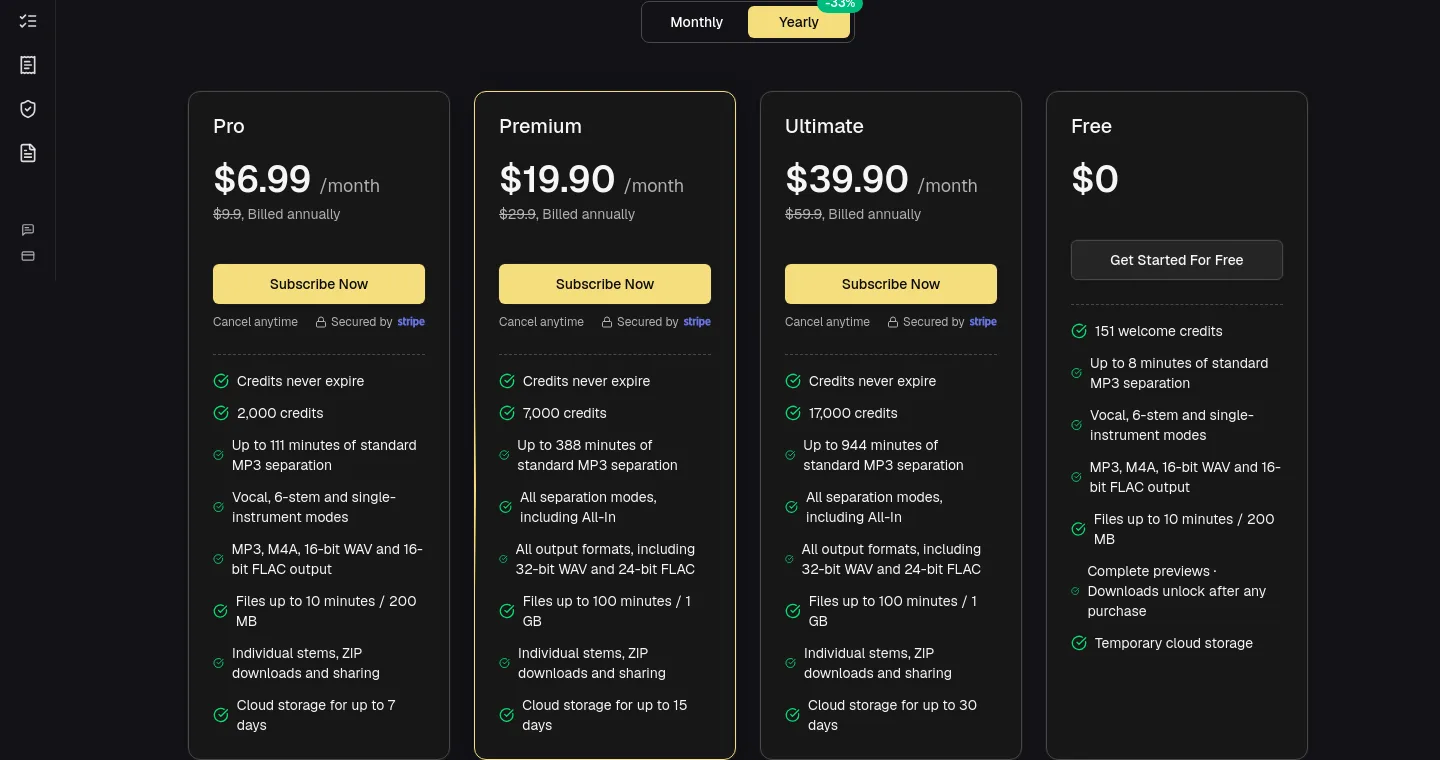 tunestems.com — Pricing