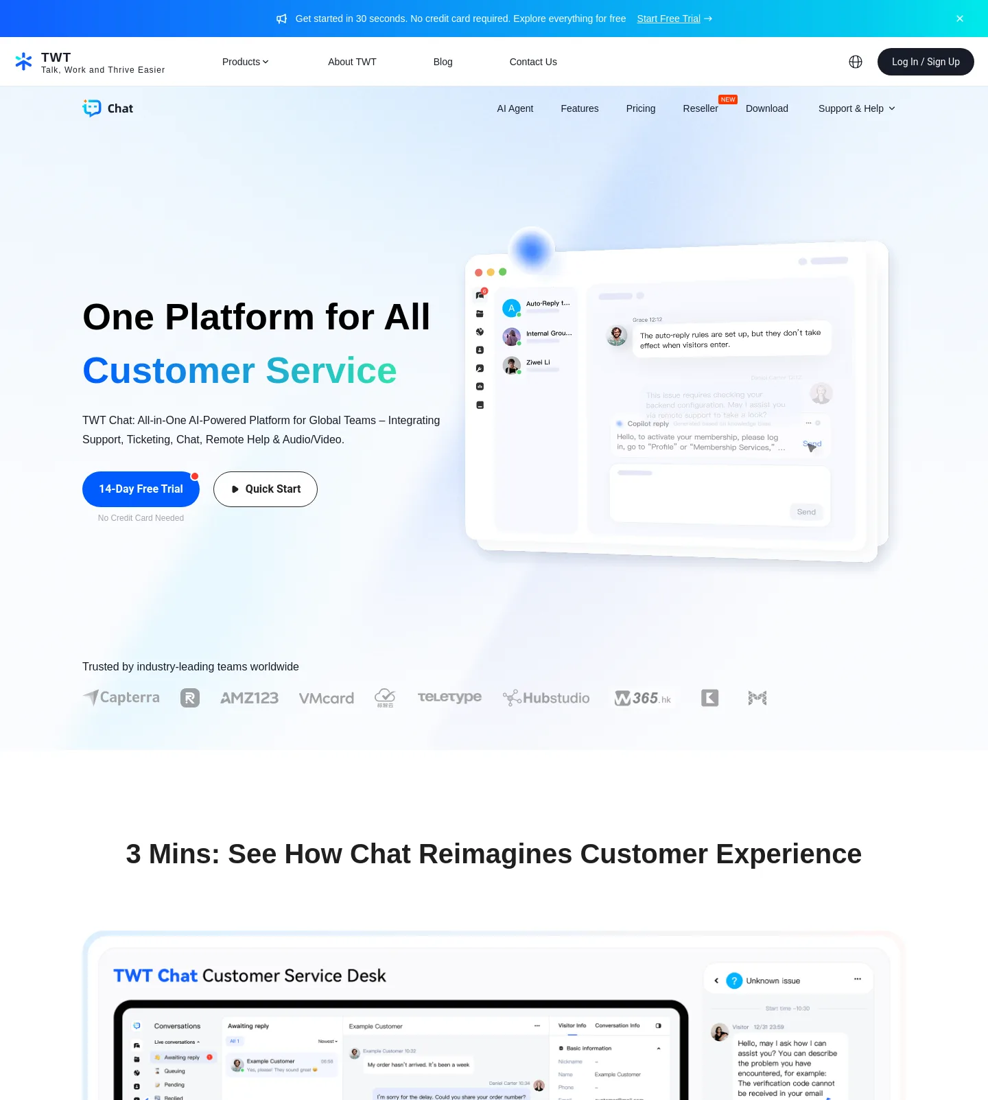 twt.com — Hero + Features + FAQ