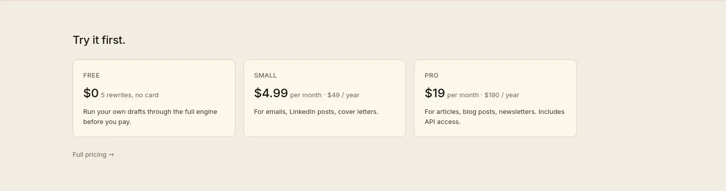 unslopai.com — Pricing