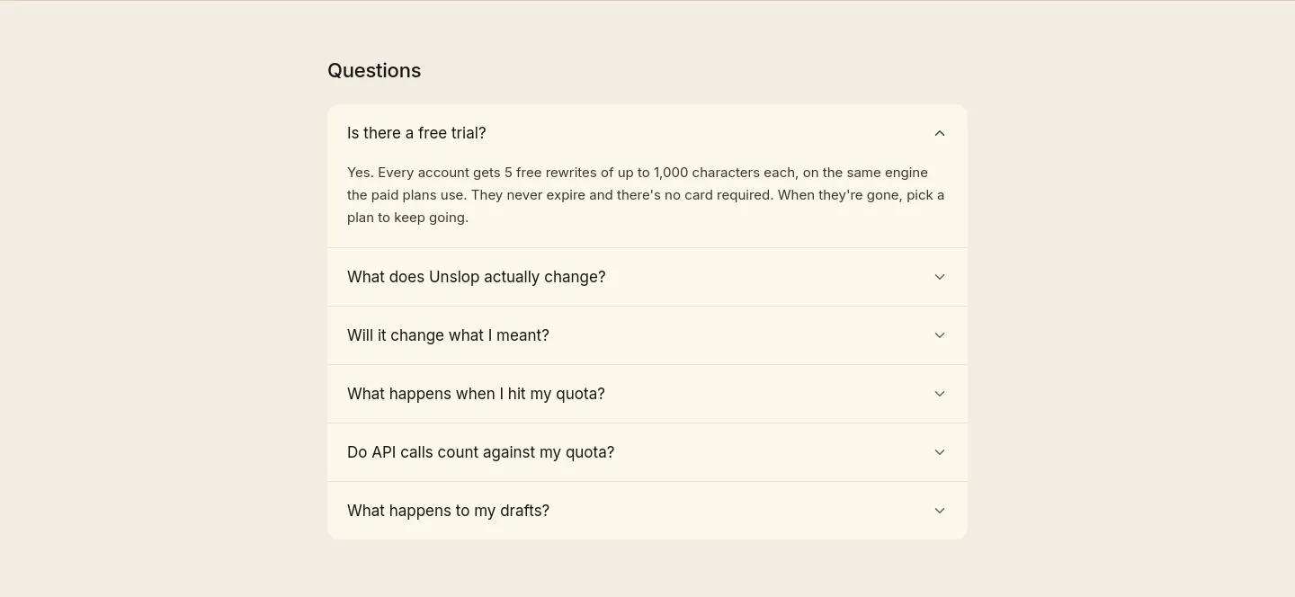 unslopai.com — FAQ