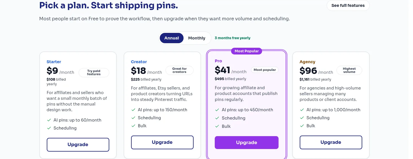 url2pin.com — Pricing