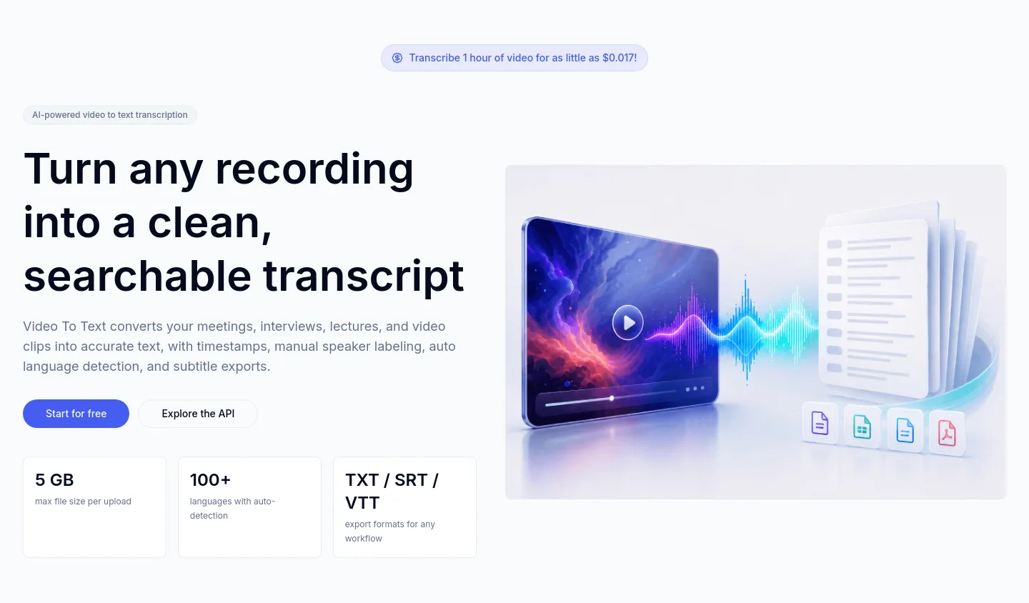 videototext.dev — Hero