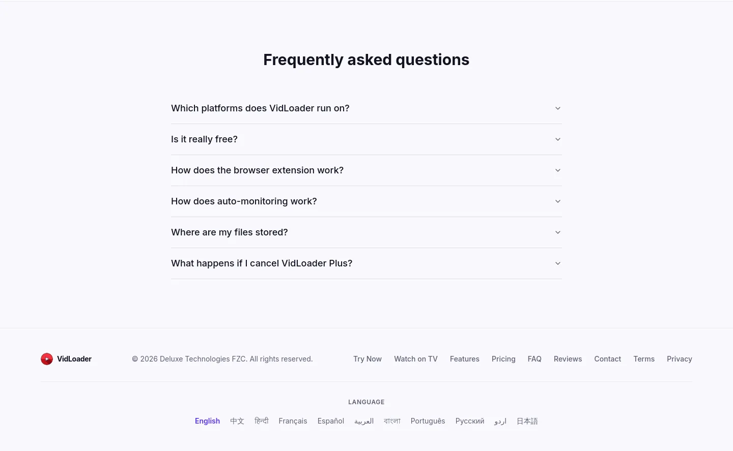 vidloader.com FAQ section