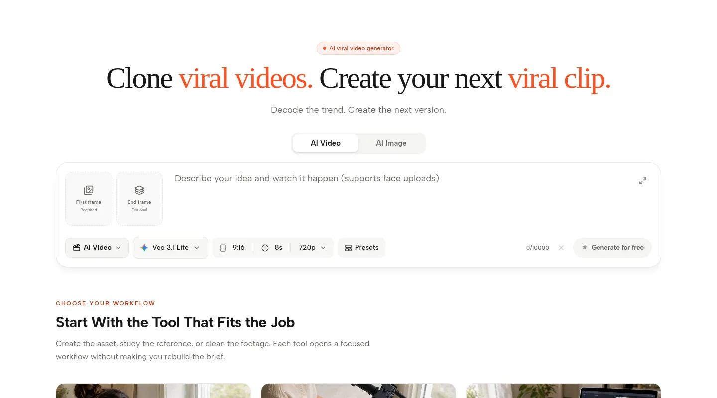 viralclip.app — Hero