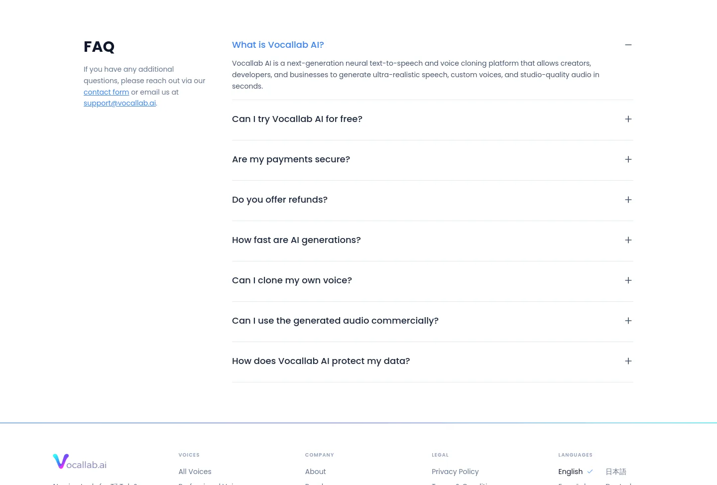 vocallab.ai — FAQ