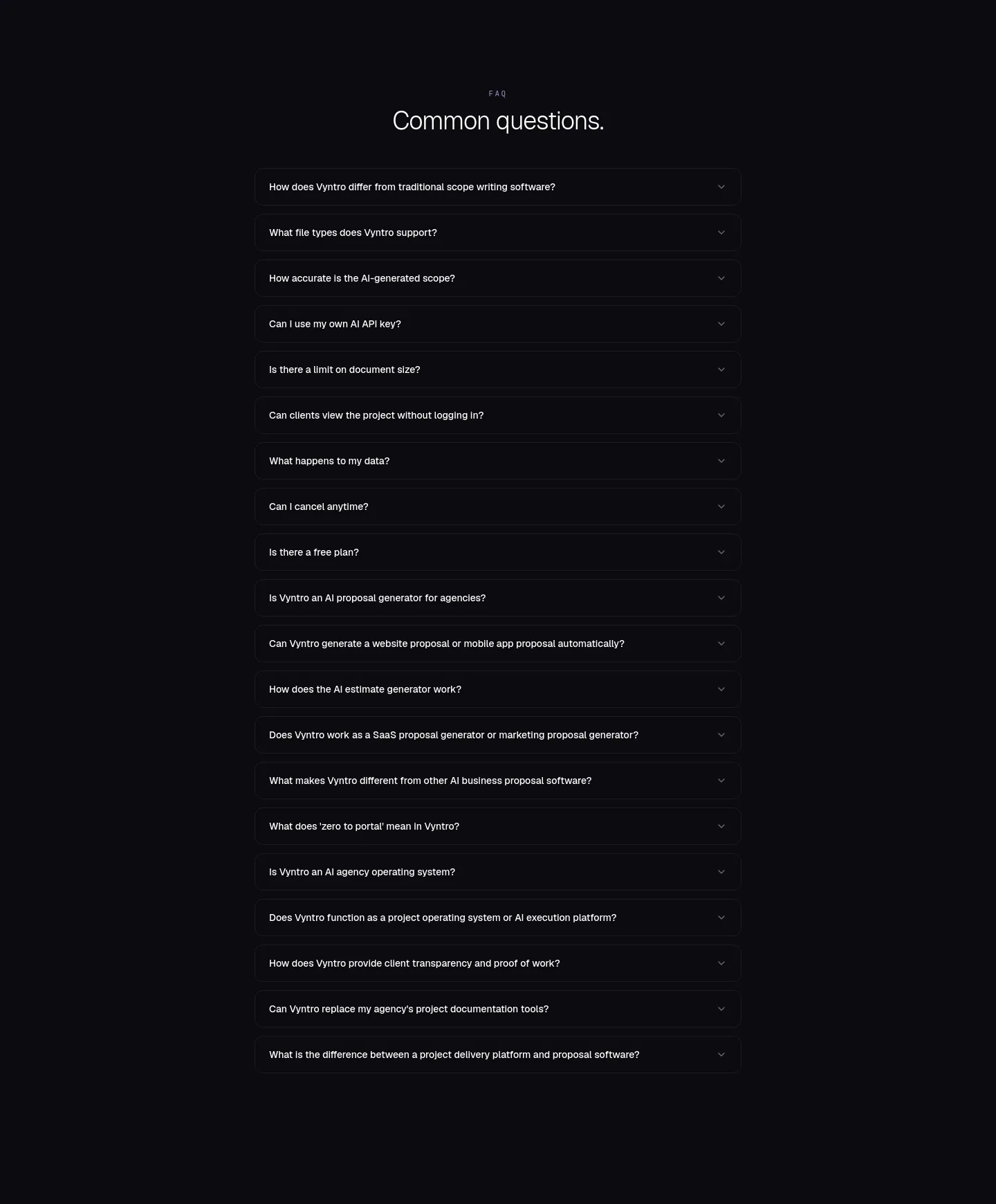vyntro.cloud — FAQ