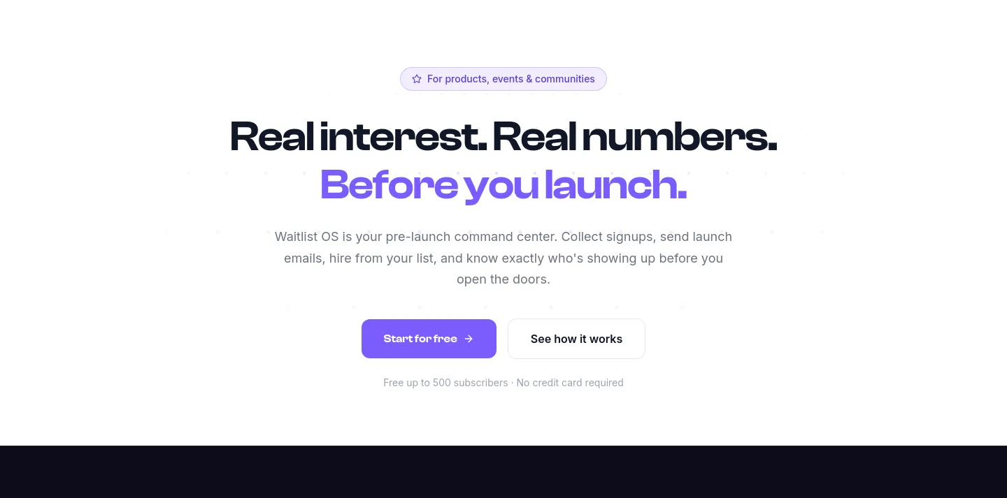 waitlistos.com — Hero