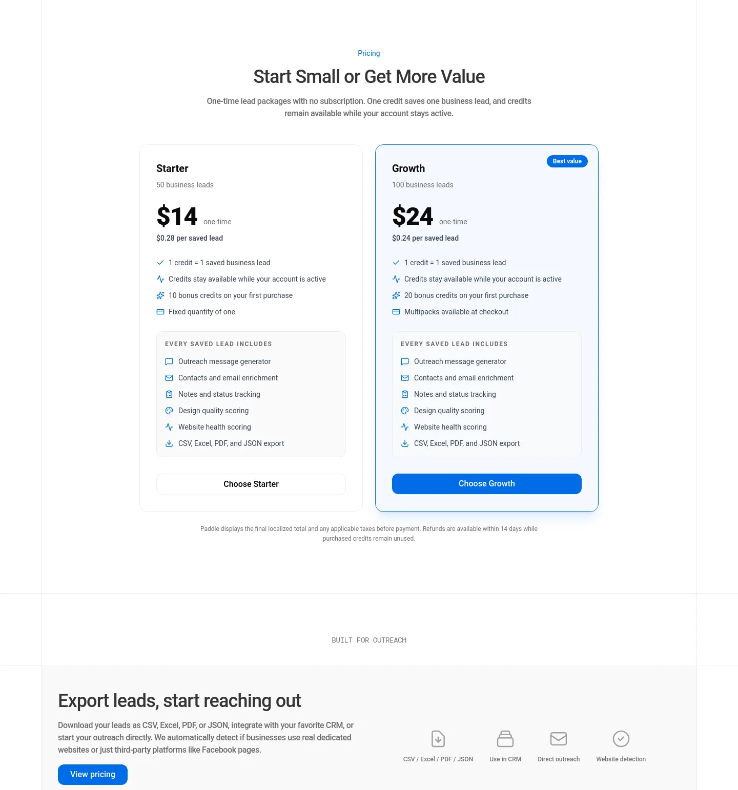 webleadr.com — Pricing