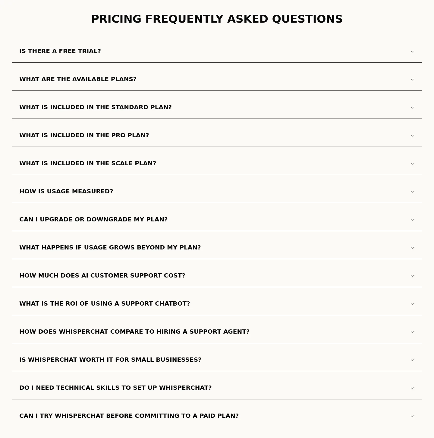 whisperchat.ai FAQ section