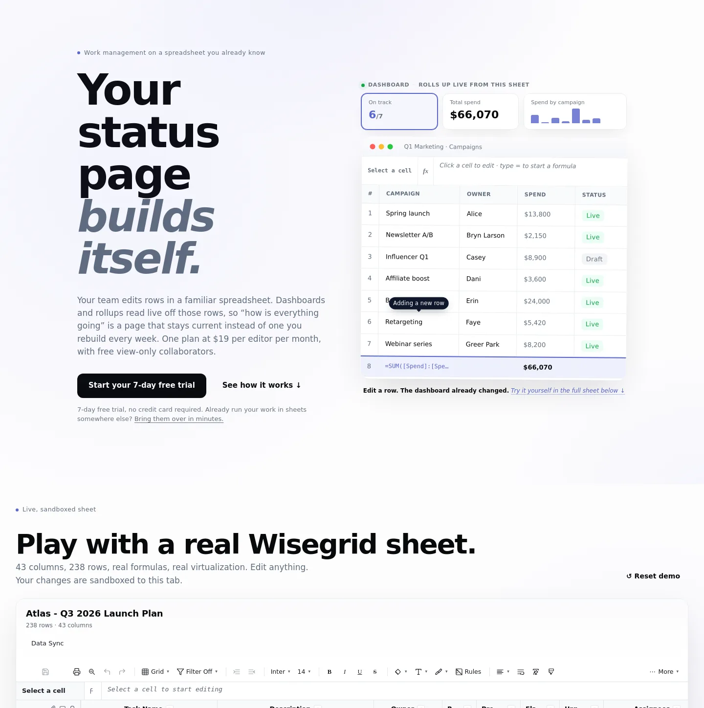 wisegrid.co Hero section