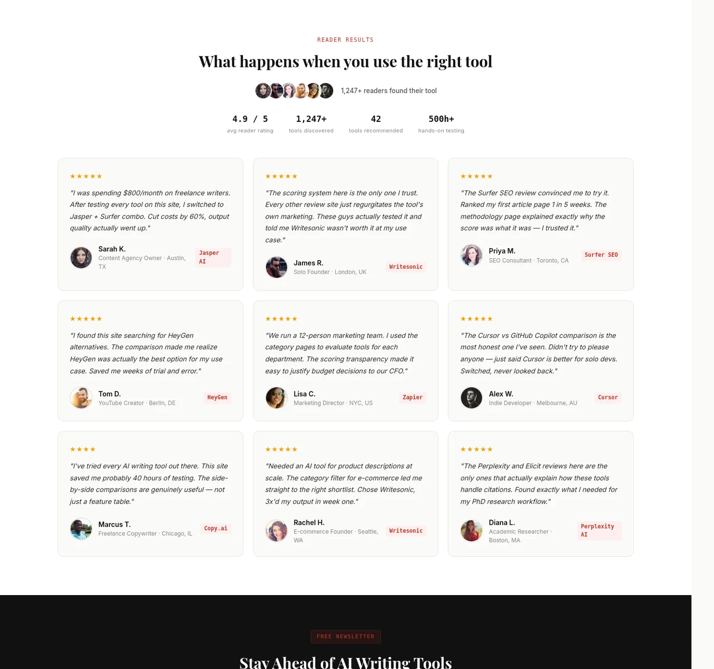 writetested.com Reviews section