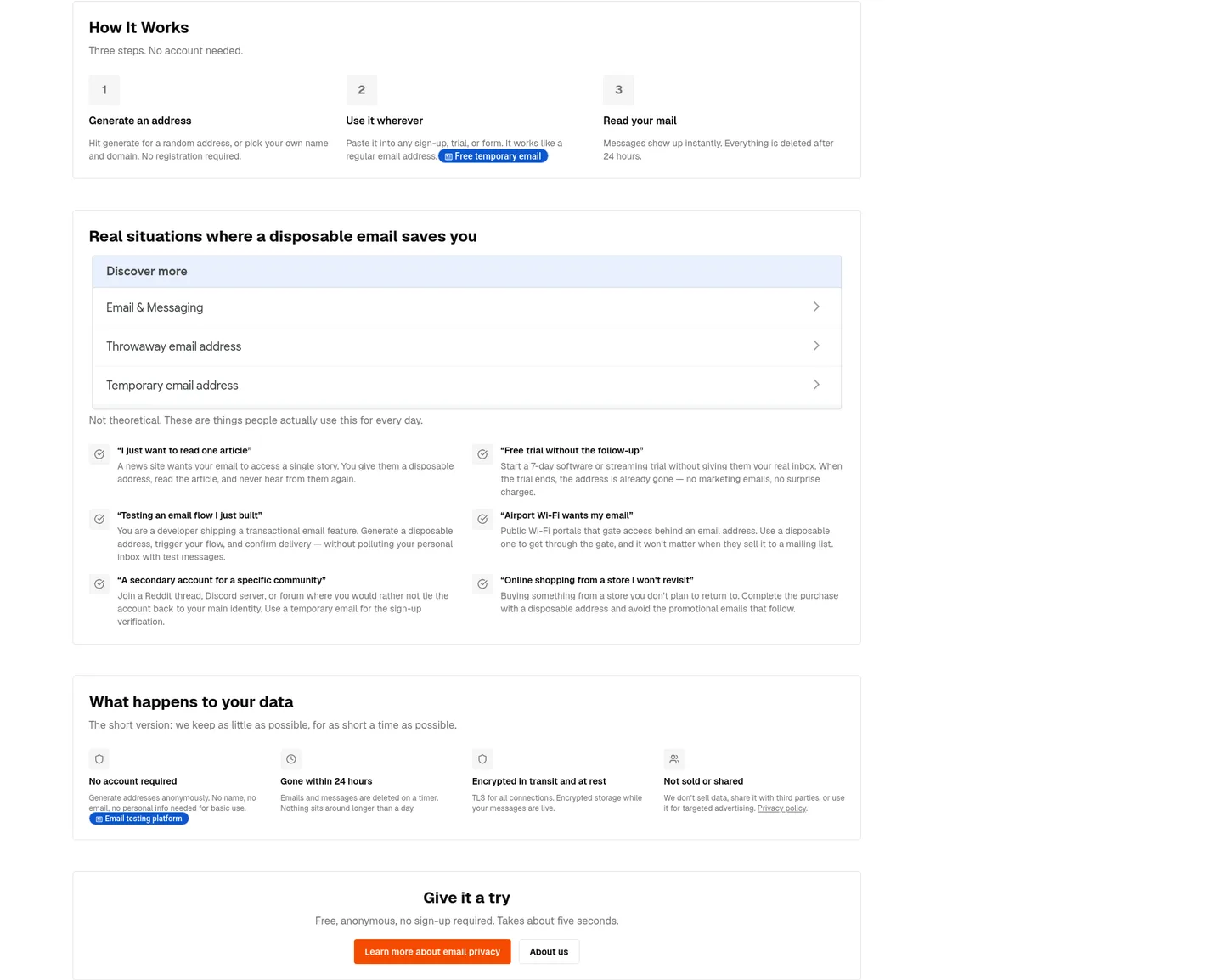 xeramail.com Features section