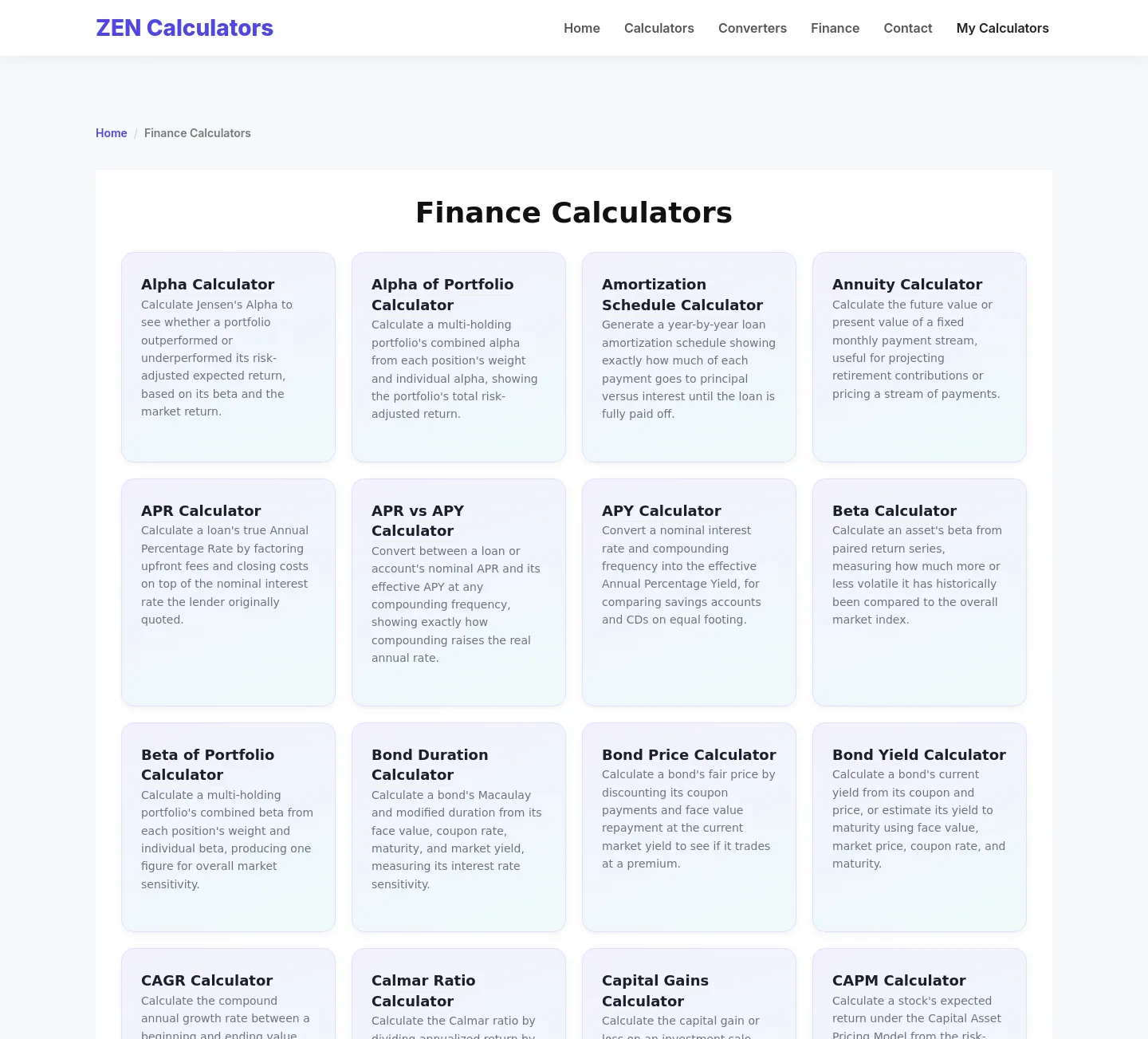 zencalculators.com — a measured funnel
