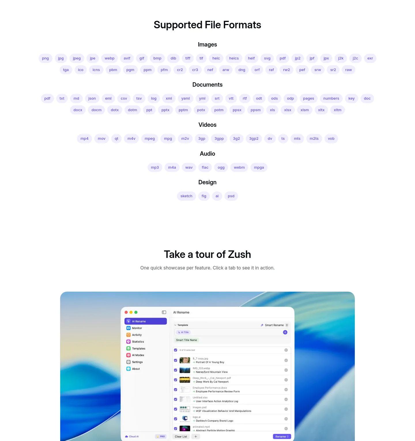 zushapp.com Features section